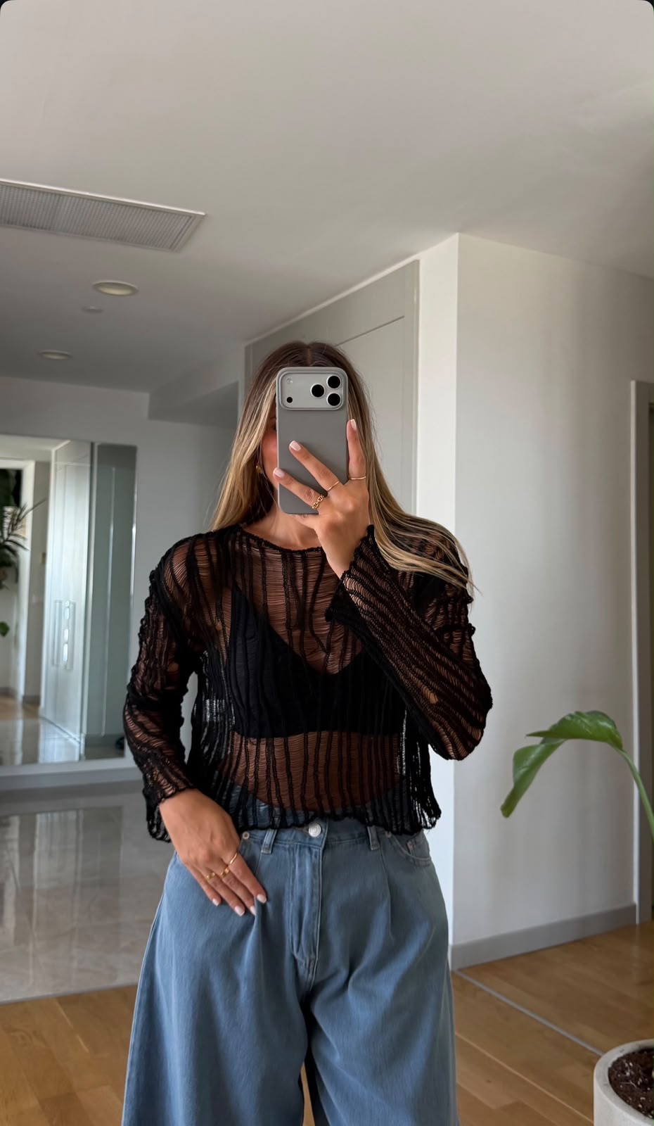 IMG-20260724-WA0060(1) Black Knit Sheer Cropped Sweater - Image 1