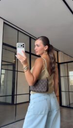 Champagne Gold Metallic Knit Cami Top - Image 2