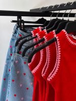 Red Knit Tank Top With Pink Trim - Image 2