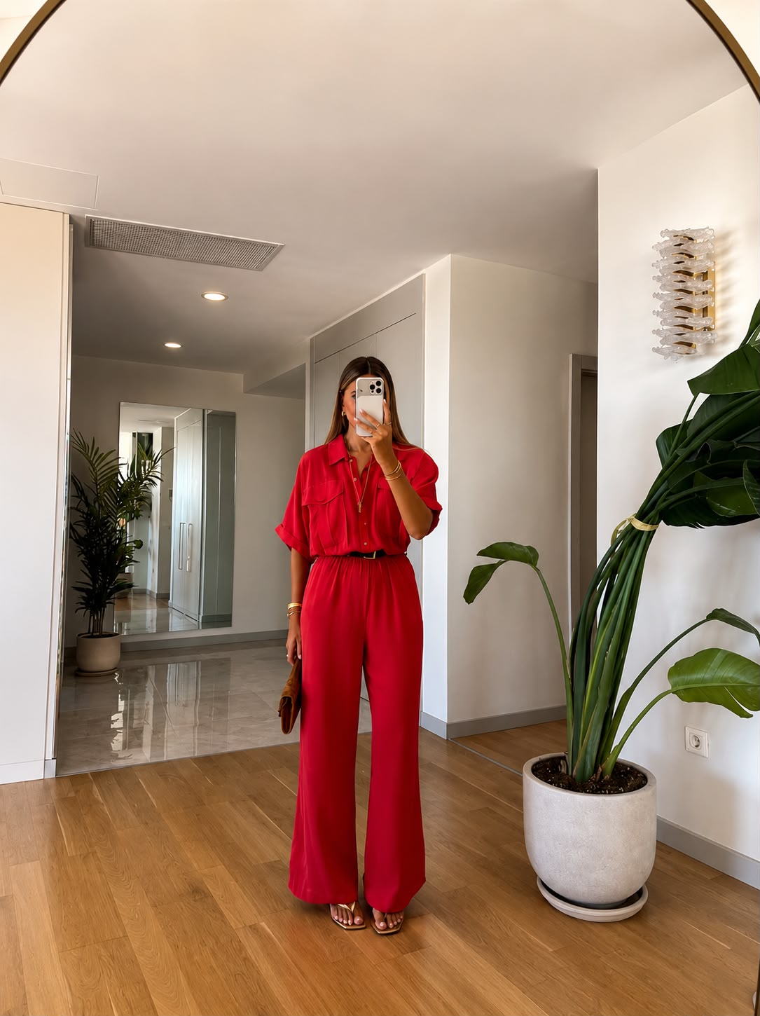 WhatsApp Image 2026-07-10 at 4.09.21 PM Red Wide Leg Jumpsuit With Belt - Image 1