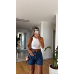 High Waisted Blue Denim Shorts - Image 2