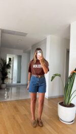 High Waisted Blue Denim Shorts