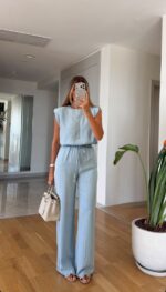 Light Blue Sleeveless Loungewear Set