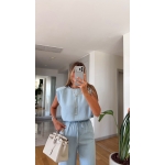 Light Blue Sleeveless Loungewear Set - Image 2