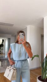 Light Blue Sleeveless Loungewear Set - Image 2