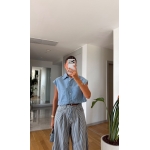Sleeveless Denim Drawstring Crop Top - Image 3