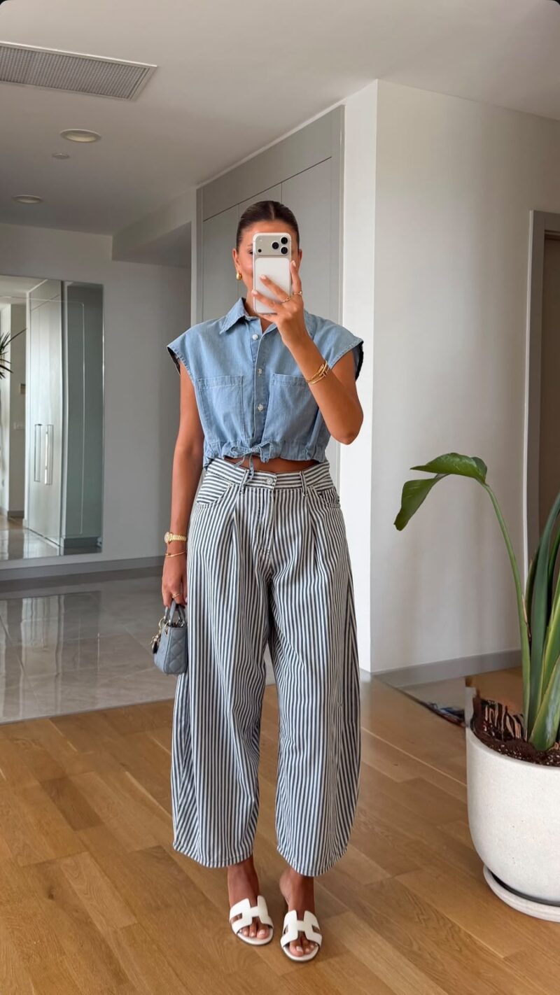 Striped Wide Leg Summer Pants