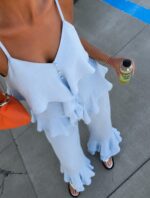 Blue Ruffle Hem Lounge Set - Image 2