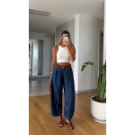 Denim Shirt and Wide Leg Pants Set - Image 2