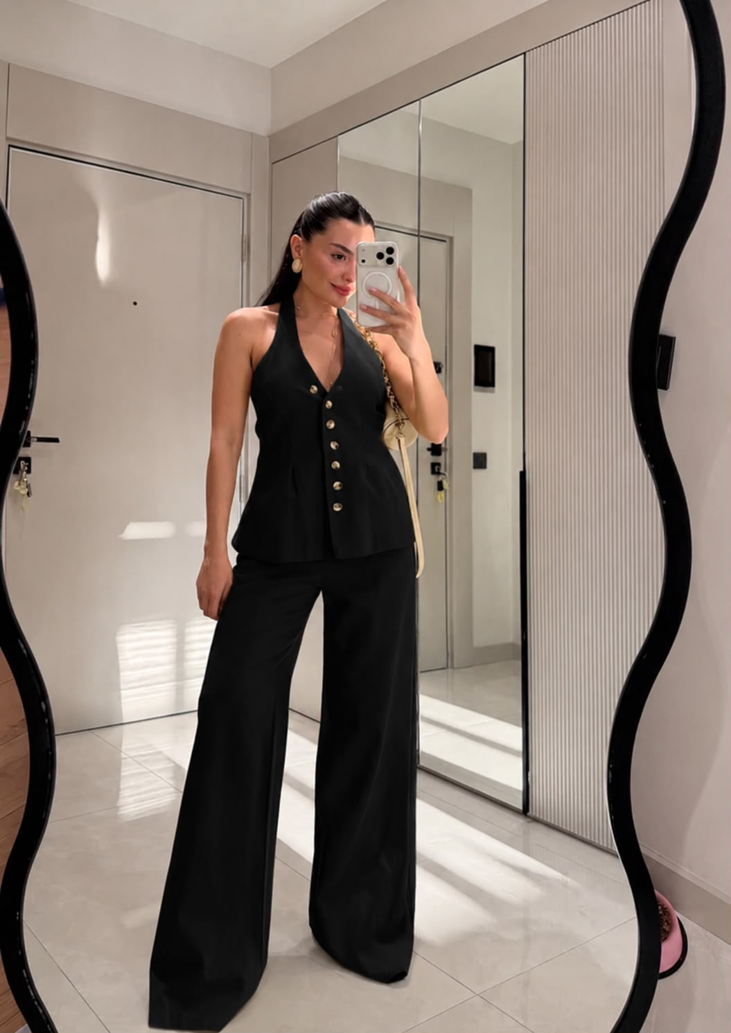 WhatsApp Image 2026-07-30 at 11.11.20 AM Black Halter Top and Wide Leg Pants Set - Image 1