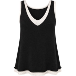 Black and White V-Neck Sleeveless Top - Image 2