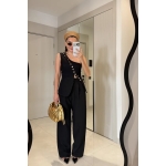Black One Shoulder Button Detail Set - Image 2