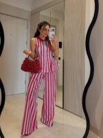 Red and White Striped Pant Set - Image 2