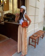 Striped Wide Leg High Waist Pants - Image 2