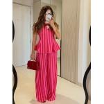 Pink Striped Sleeveless Top and Pants Set - Image 2