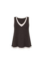 Brown White Knit Tank Top - Image 2