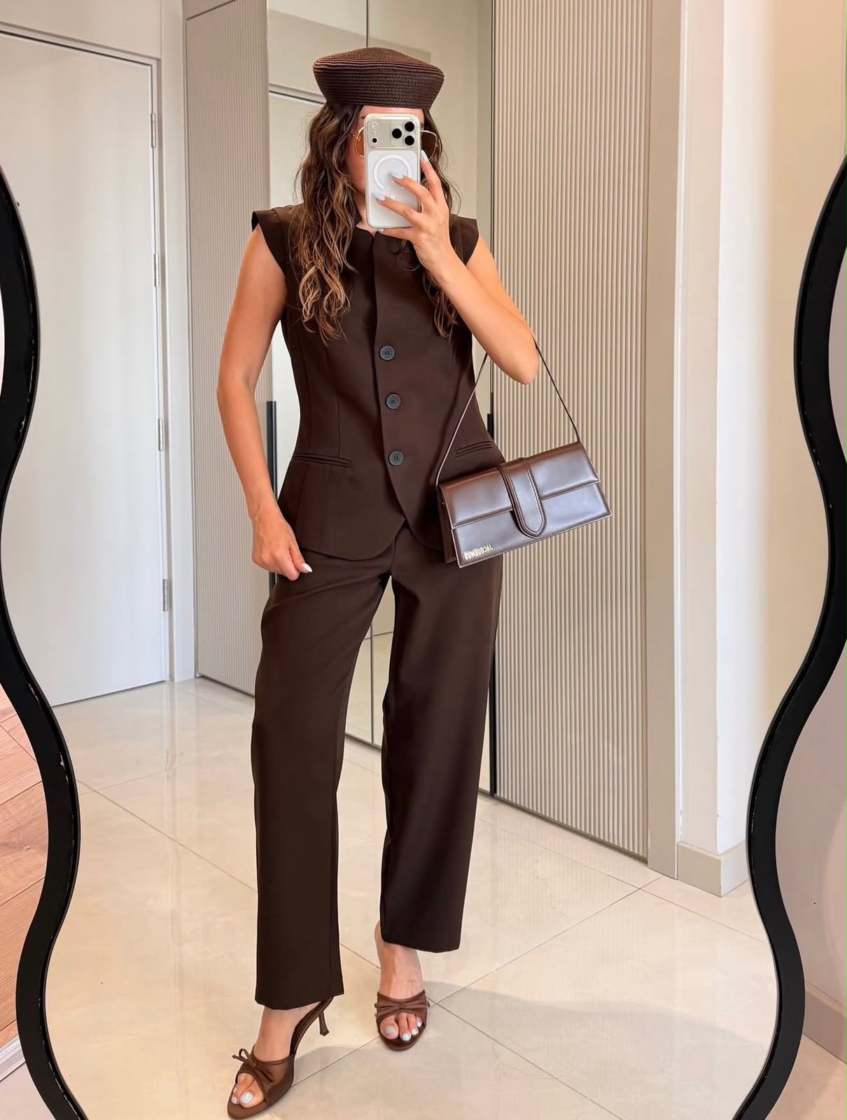 cd3a5c04-5b5a-4aff-8708-4da725251a8d Women’s Brown Sleeveless Pantsuit Set - Image 1