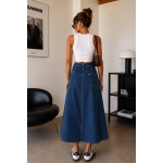 High Waist Blue Denim Midi Skirt - Image 2
