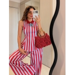 Red and Blue Striped Pant Set - Image 4