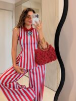 Red and White Striped Pant Set - Image 4