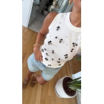White Floral Embellished Sleeveless Top - Image 2