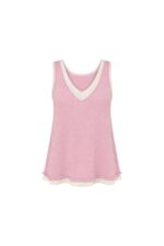 Pink and White Knit Tank Top - Image 2