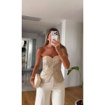 Gold Sequin Strapless Bustier Top