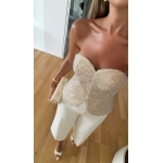 Gold Sequin Strapless Bustier Top - Image 2