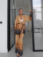 Tie Dye Kimono Belted Loungewear Set