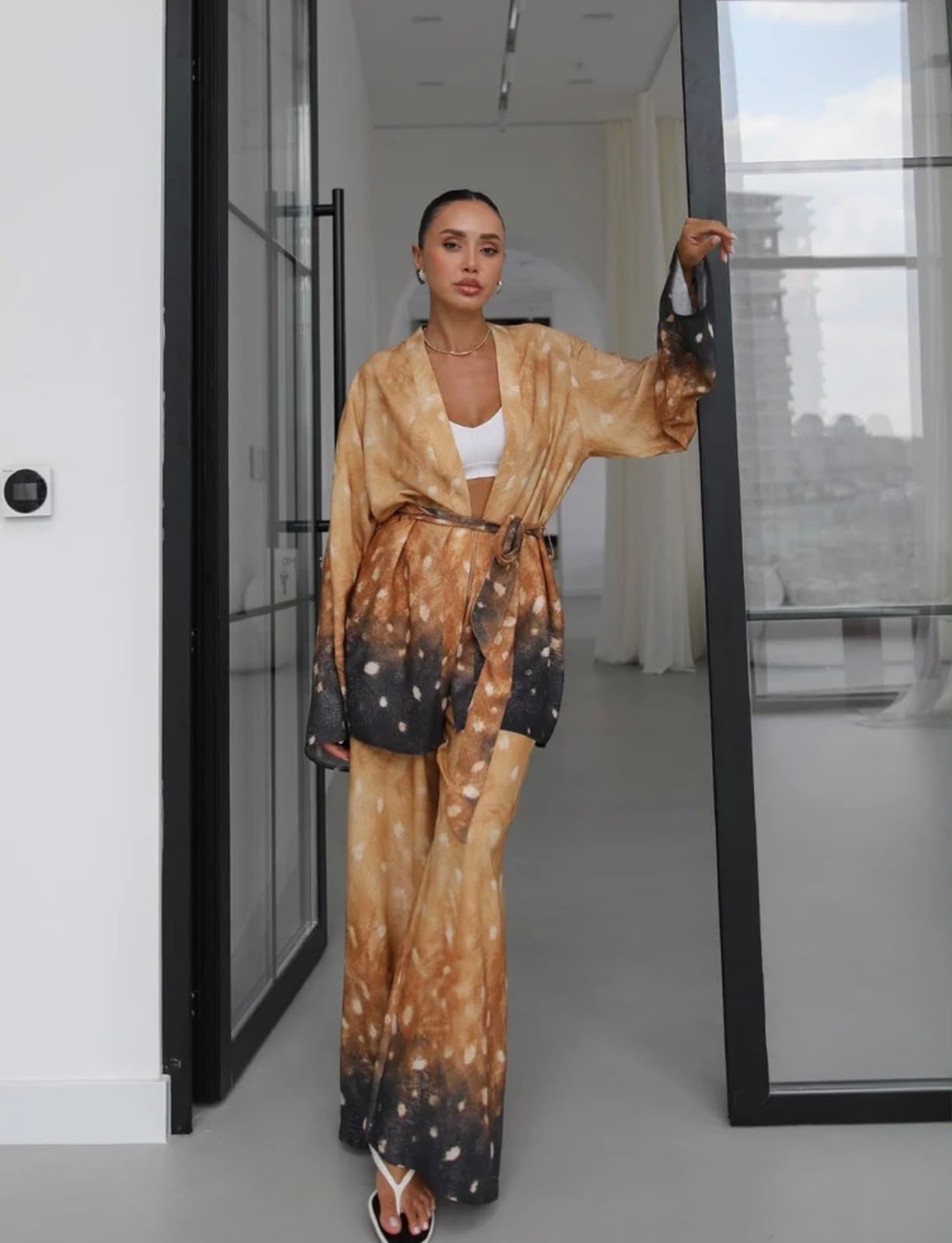 19a0771c-c1cc-47c3-95d0-7a7c24c50d45 Tie Dye Kimono Belted Loungewear Set - Image 1