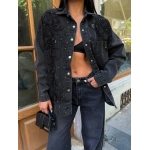 Black Embellished Denim Jacket - Image 3