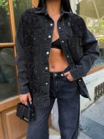 Black Embellished Denim Jeans - Image 3