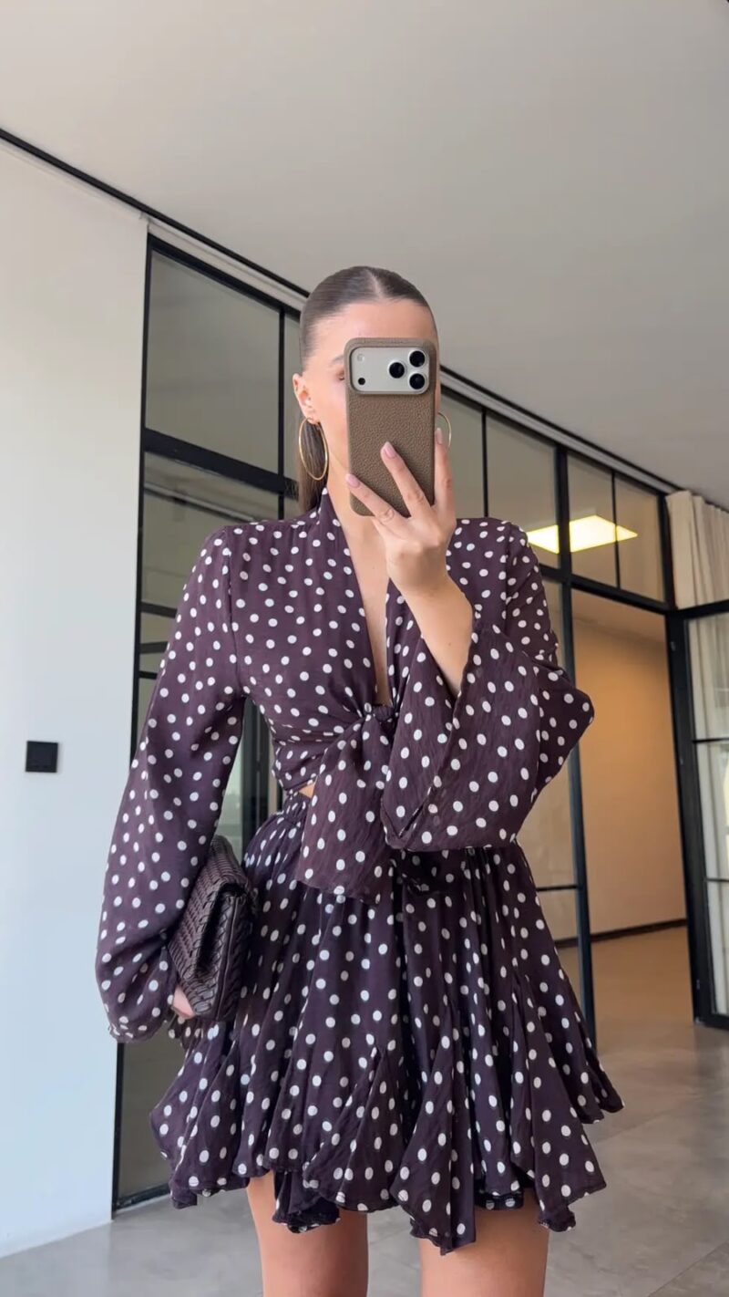 Brown Polka Dot Long Sleeve Set