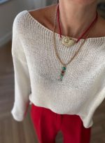 White Knit Sweater Long Sleeve Top - Image 2