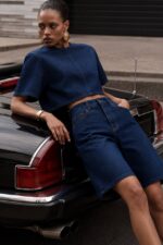Women's Dark Denim Crop Top and Shorts - Image 2