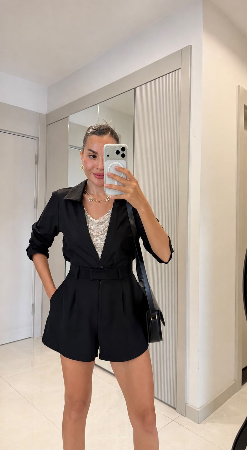 5f9040b4-6bd6-4bb8-8ce2-7278015f5bf3 Black Belted Blazer Jacket - Image 1