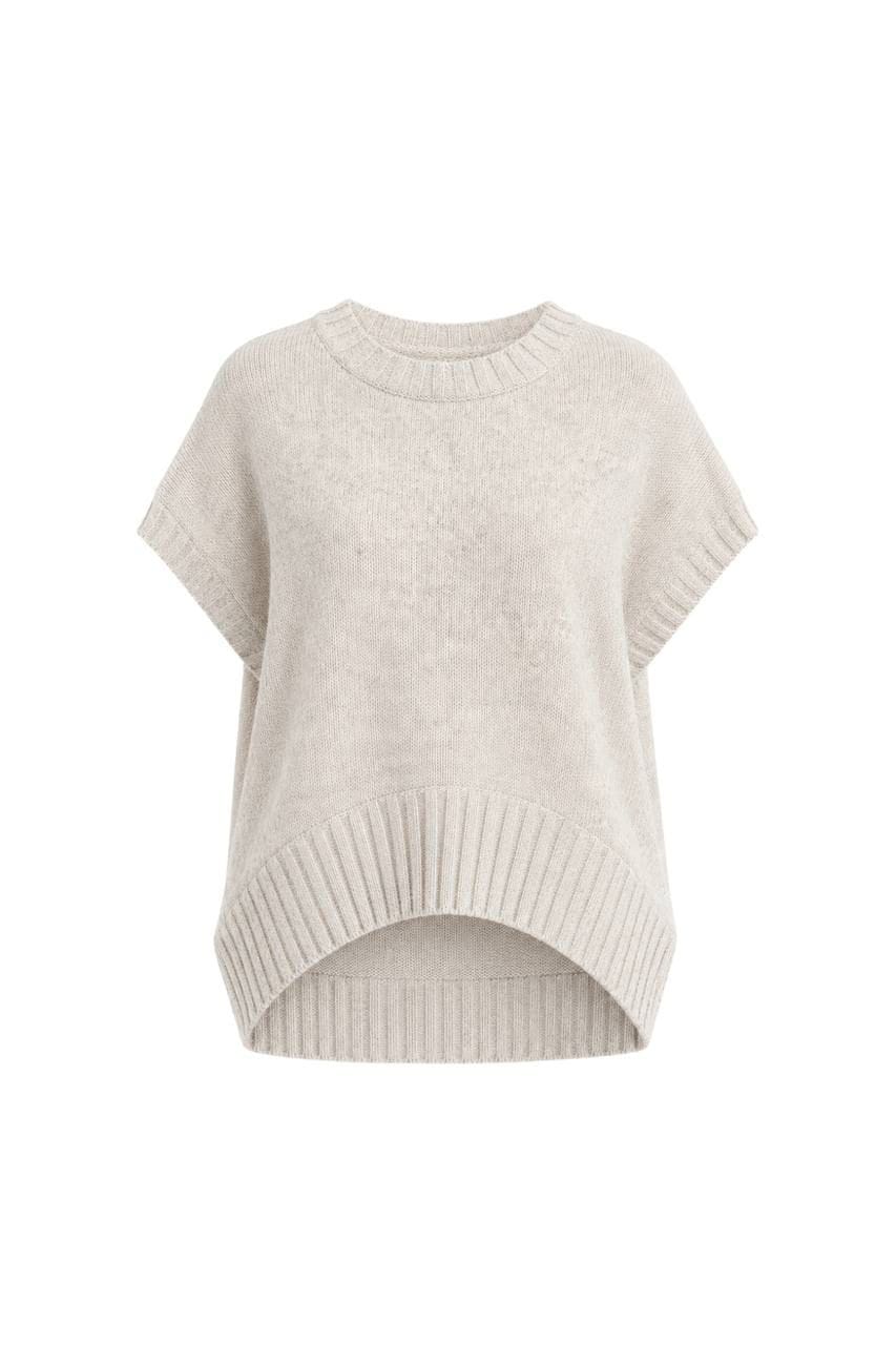 6bed46ef-8d8a-4b9d-9fe6-882275133854 Cream Short-Sleeve Knit Sweater - Image 1