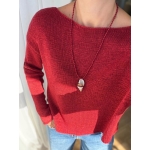 Red Knit Sweater Long Sleeve Pullover - Image 2