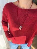 Red Knit Sweater Long Sleeve Pullover - Image 2