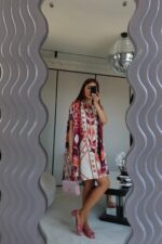 Geometric Print Cape Sleeve Mini Dress