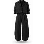 Black Wide Leg Pants and Shirt Set - Image 2