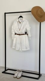 White Eyelet Shirt and Shorts Set - Image 2