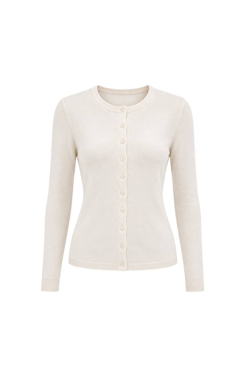 WhatsApp Image 2026-08-31 at 2.21.00 PM White Ribbed Button-Up Cardigan - Image 1