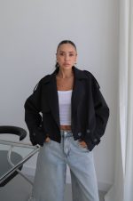 Black Cropped Trench Jacket
