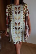 Geometric Print Short Sleeve Shift Dress