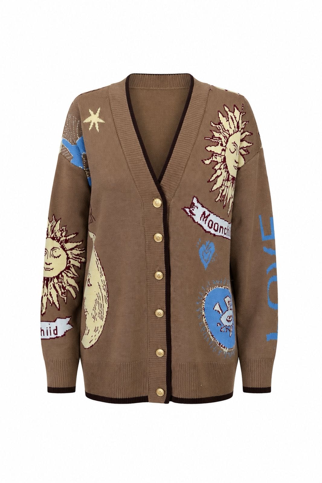 d01473f5-3ada-4fee-9087-5b69ebf3e6d1 Brown Graphic Cardigan - Image 1