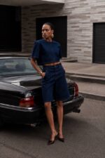 Women's Dark Denim Crop Top and Shorts