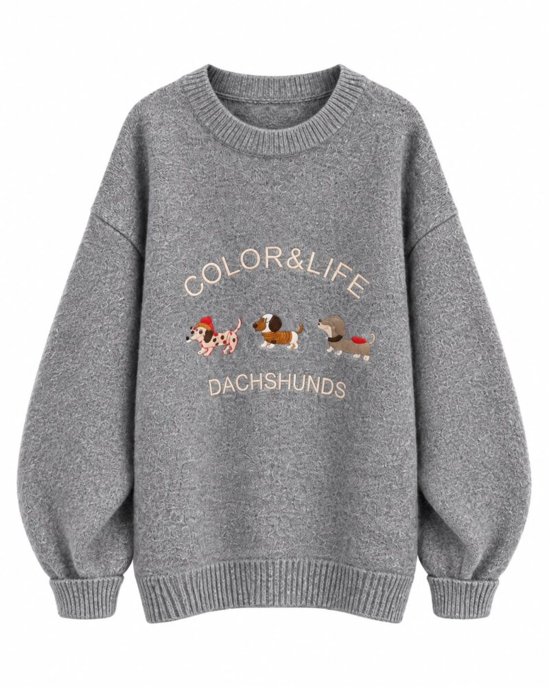 Gray Dachshund Graphic Sweatshirt