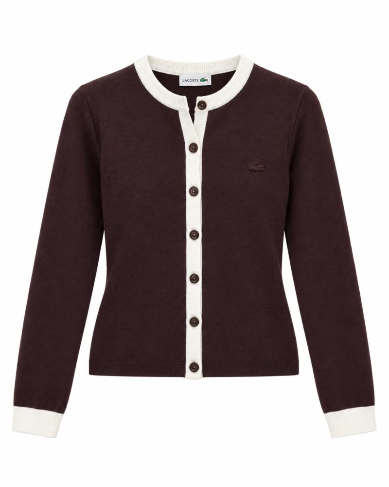 Lacoste Brown and White Cardigan
