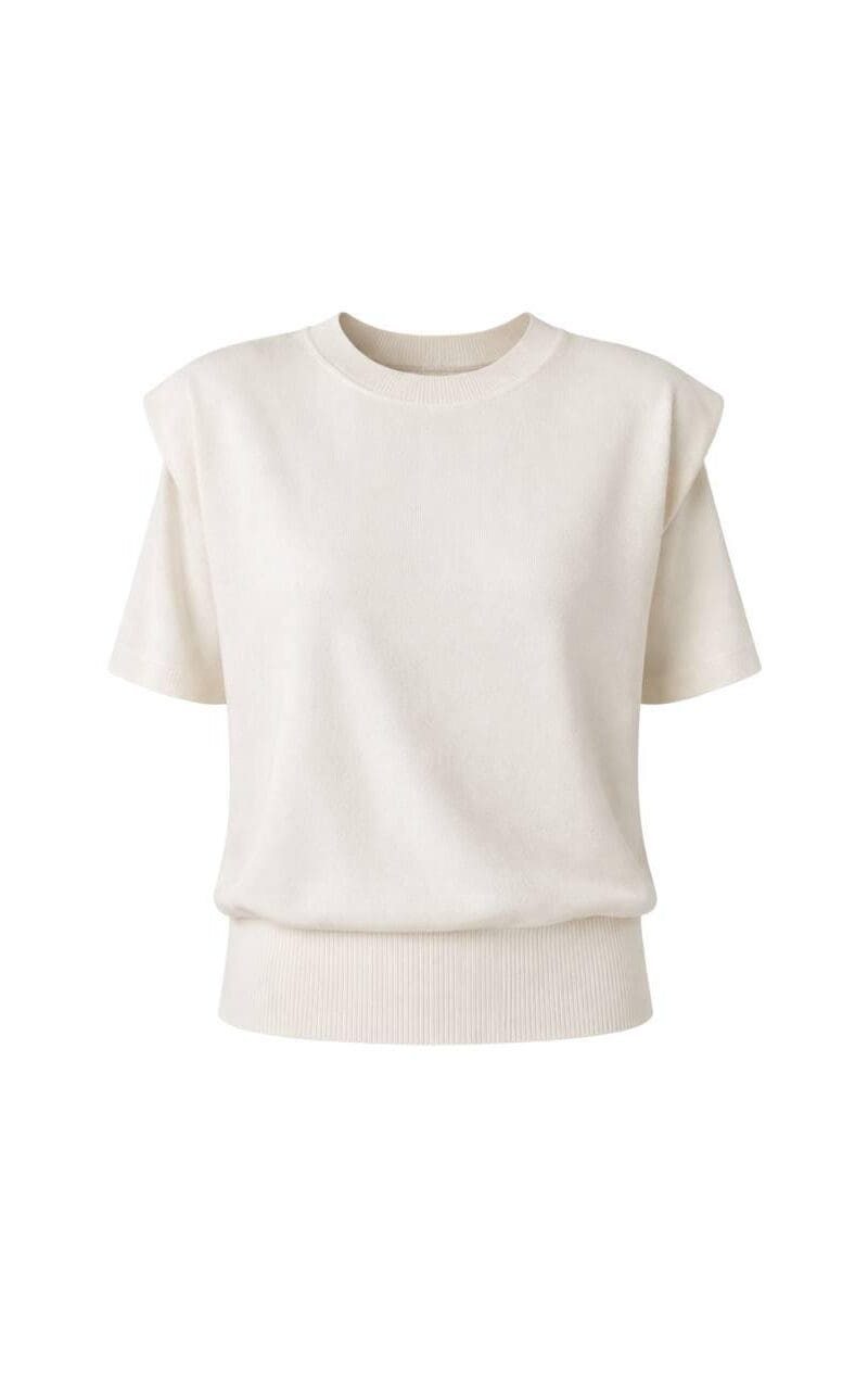 Short Sleeve Cream Knit Top
